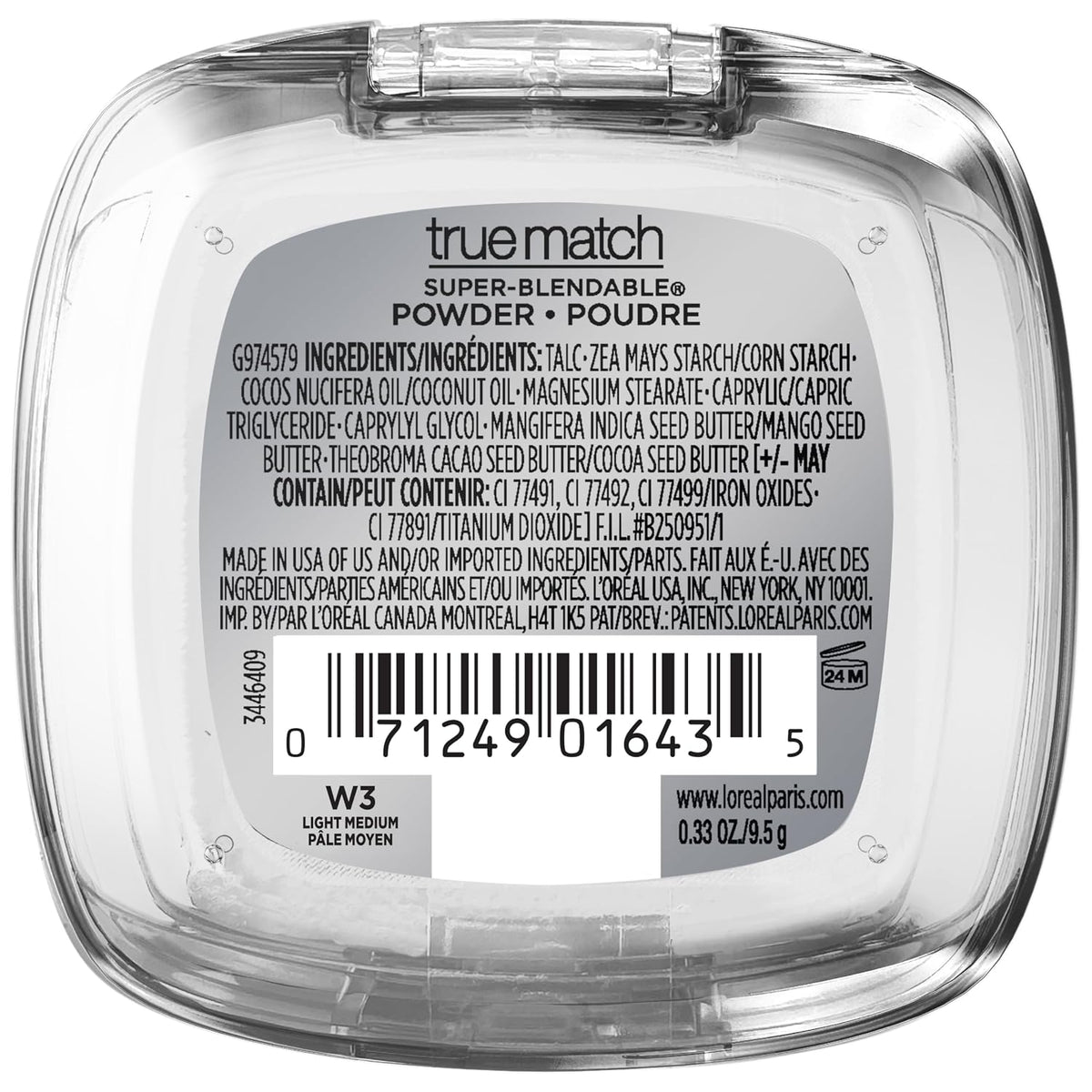 L'Oréal Paris True Match Super-Blendable Pressed Powder, W3 Light Medium, 0.33 oz