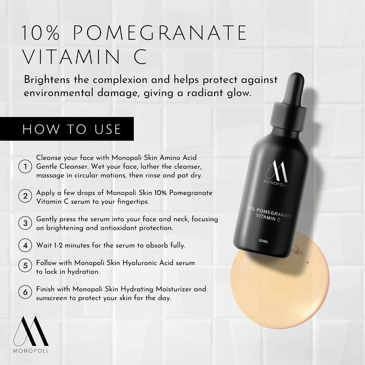 Monopoli Skin Back to Basics 3-Piece Anti-Aging Serum Set Vitamin C, Hyaluronic Acid & Retinol
