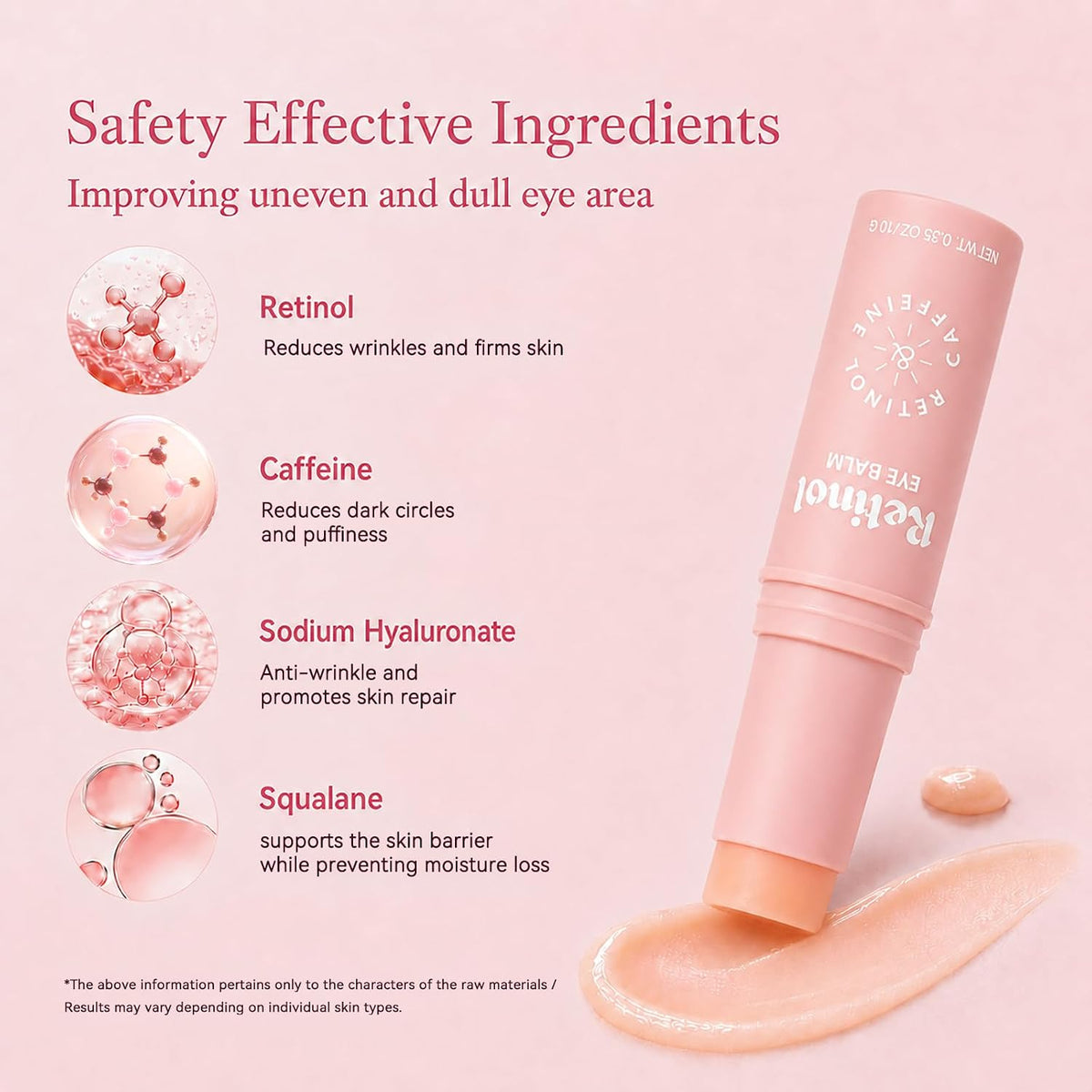 AMWVZ Retinol Refresh Eye Balm Stick with Caffeine & Squalane, 0.35 oz